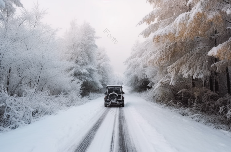 白雪覆盖的森林之路汽车行驶在雪地上雾凇摄影真实,高清,摄影图,摄影图片,图片大全,摄影图免费下载
